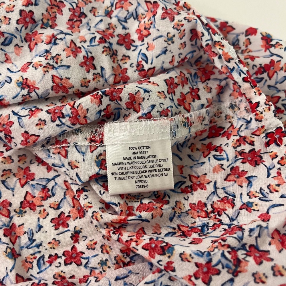 St. John's Bay Sleeveless Shirt Women 1X Red White Blue Floral Button Up Cotton - Picture 7 of 8